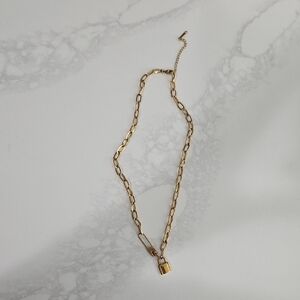 Gold Chain Necklace with Lock And Safety Pin Pendant